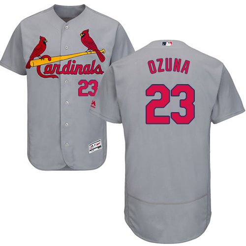 Cardinals #23 Marcell Ozuna Grey Flexbase Authentic Collection Stitched MLB Jersey
